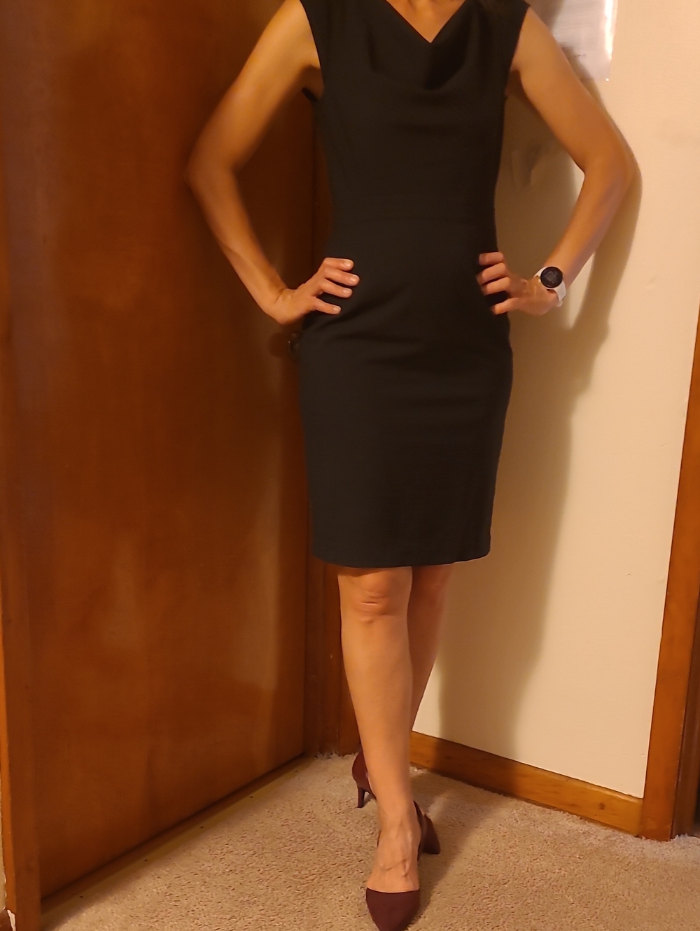 Banana Republic Black Sleeveless Sheath Midi Dress